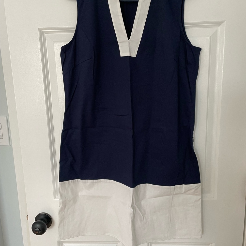 Sail to Sable Navy and White V-Neck Tunic Dress